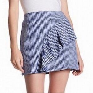 NWT Topshop Blue and White Gingham Ruffle Mini Skirt